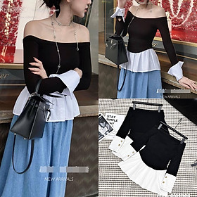 ÁO THUN TRỄ VAI TAY DÀI ÔM BODY ĐEN TRƠN CROPTOP ĐI TIỆC ĐI CHƠI DẠO PHỐ NOEL GIÁNG SINH