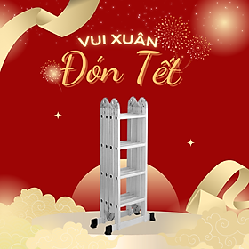 Mua Thang chữ A Thang nhôm gấp 4 đoạn STARKEN ST404H (chữ A -2.3m  chữ I-4.6m) tải trọng 150kgs  màu xanh- Hàng chính hãng