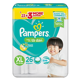 Tã Dán Pampers Baby Dry Gói Đại XL26 (26 Miếng)