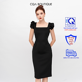 Đầm Nữ Dáng Ôm Cổ Vuông CQA0105 Tay Hoa