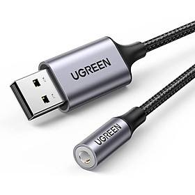 Mua Ugreen UG30757CM477TK 25cm USB 2.0 to 3.5mm Audio Adapter Aluminum Alloy Dark Gray Support Mic TRRS Headphone DAC Chip - HÀNG CHÍNH HÃNG