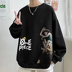 Áo Sweater Tay Dài Cổ Tròn Dáng Rộng In Hình Luffy Và Ace Phong Cách Hip hop Thời Trang Cho Nam Giới Size M-8XL