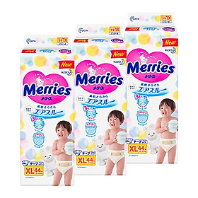 3 Gói Tã Dán Merries Size XL - 44 Miếng (Cho Bé 12 - 20 Kg)