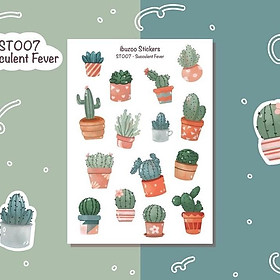 Sticker tự thiết kế succlent fever - hình dán sổ, nhật kí bullet journal - unim046