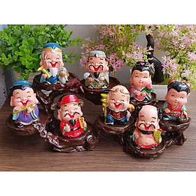 Bộ 08 tượng chibi Bát Tiên 6cm kèm chân đế ngang 08 ô cao cấp