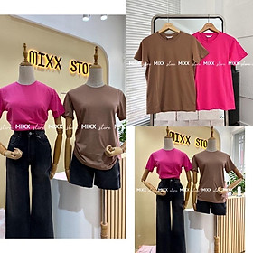 Áo thun trơn xuất Hàn chất cotton mát mịn phom suông thoải mái
