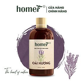 Tinh Dầu Oải Hương Homer 100ML - Tinh Dầu Lavender Thiên Nhiên Nhập Khẩu Nguyên Chất Giúp Giảm Stress, Khử Khuẩn và Xua Đuổi Côn Trùng, Sử Dụng Hiệu Quả với Máy Xông Tinh Dầu - 100ml