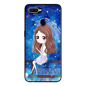 Ốp Lưng in cho Realme 2 Pro Mẫu Nàng Che Dù Nền Xanh - Hàng Chính Hãng