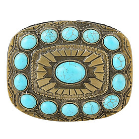 Hình ảnh Retro  Turquoise Bead Belt Buckle Engraved Buckles for Women Men