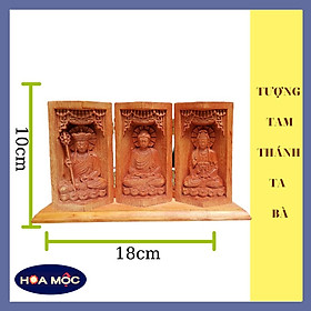Tượng Tam Thánh Ta Bà màu nâu gỗ tượng Địa Tạng Vương bồ tát, làm quà tặng, trang trí