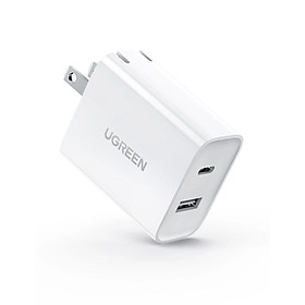 Ugreen UG60467CD170TK 30W bộ sạc 2 cổng sạc USB type C và A màu trắng - HÀNG CHÍNH HÃNG