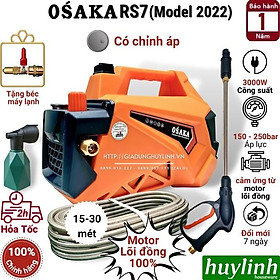 Mua Máy xịt rửa xe chỉnh áp Osaka RS7 - Công suất 3000W - motor lõi đồng 100% - Áp lực 150 - 200 bar - Tặng béc rửa máy lạnh  điều hoà - Hàng chính hãng