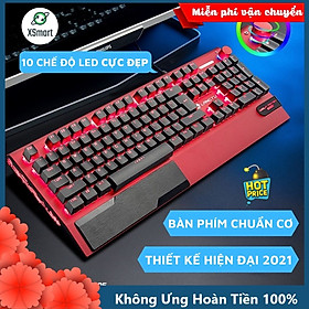 Bàn Phím Cơ Xsmart | Top bán chạy Lazada Shopee Sendo Tiki 36 Bàn Phím Cơ Gaming CAO CẤP XSmart K1000 FULL LED RGB Có Kê Tay, Blue Switch Gõ Cực Đã Cho Laptop Máy Tính PC, Cổng USB - Hàng Chính Hãng