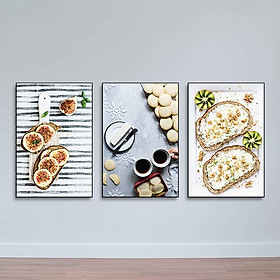 Mua Bộ 3 Tranh Treo Phòng Bếp Đẹp - Tranh Bánh Nướng Canvas Có Viền W1197
