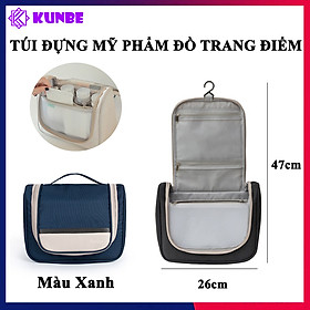 Hình ảnh Túi Đựng Mỹ Phẩm Đồ Trang Điểm Du Lịch KUNBE, Chất Liệu Chống Thấm Nước Có Móc Treo Tiện Lợi