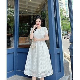 Hình ảnh Đầm xòe voan caro lưới tiểu thư DAM0031 – Lady Fashion