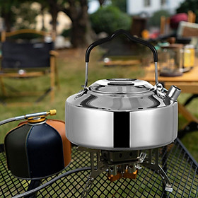 1L Camping Kettle Water Boiler Coffee Pot Easy to Clean Stainless Steel Tea Kettle Tea Pot for Cooking Mountaineering Picnic Hiking Barbecue