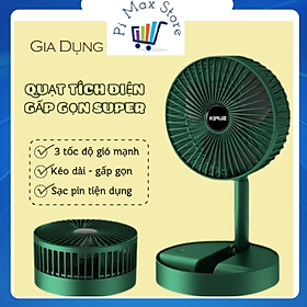 Mua Quạt tích điện pin sạc để bàn mini gấp gọn kéo dài 3 tốc độ gió và sạc usb tiện lợi