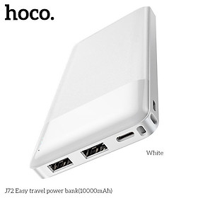 Pin Sạc Dự Phòng Hoco J72 10000mAh - 2 Cổng Ra 2A, Đèn Led Hiển Thị Năng Lượng, Công Tắc Tiện Lợi - Hàng Chính Hãng