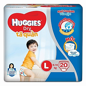 Tã quần Huggies Dry size L ( 20 miếng cho bé 9-14kg - HSD luôn mới)
