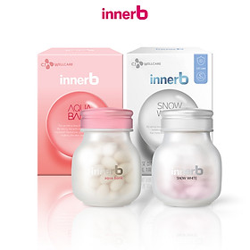 Bộ đôi thực phẩm bảo vệ sức khỏe InnerB Aqua Bank (giữ ẩm cho da từ Axit Hyaluronic) 56 viên và InnerB Snow White (28g)