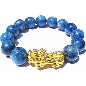 Lắc tay nam kyanite tự nhiên tỳ hưu bạc mạ vàng 24k.