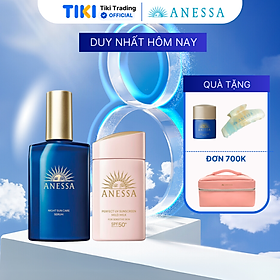 Bộ sữa chống nắng Anessa dưỡng da dịu nhẹ dạng sữa SPF50+ PA++++ 60ml và Serum dưỡng da và phục hồi da sau nắng 180ml