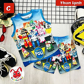 Đồ bộ thun lạnh cho bé trai sát nách Robocar Poli - đội xe cứu hộ 10-43kg - Kiến Lửa - C - 11