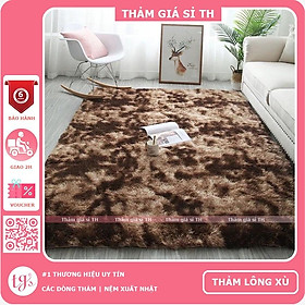 Thảm Lông Xù Loang Màu Nâu Đậm | Thảm Trang Trí Phòng Khách - Phòng Ngủ - Thảm Trải Sofa - Thảm Dành Cho Bé