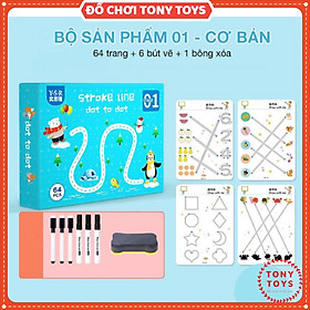 Sách Viết Xóa Được STROKE LINE DOT TO DOT STAGE Thông Minh 64 Trang - Tặng Bút và Xóa