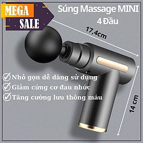 Máy mát xa massage mini đa năng cầm tay 6 chế độ tặng kèm 4 đầu massage