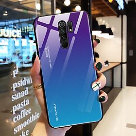 Ốp lưng cho Xiaomi Redmi 9 gương cứng 2 màu Gradient Ver 2 , viền TPU dẻo đen