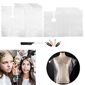 100X Disposable Hair Cutting Cape Gowns Protector Apron + Hair Clips & Comb