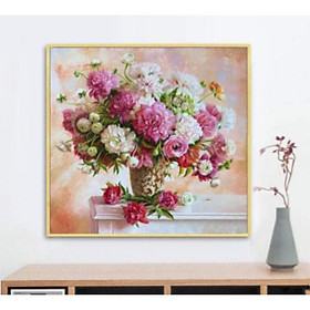 Mua Tranh canvas hoa mẫu đơn 60x60 giá kèm khung nhựa composite 2cm