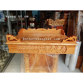 Mua Bàn thờ treo tường gỗ xoan ngang 60cm chạm rồng gồm 1 bộ ke đế