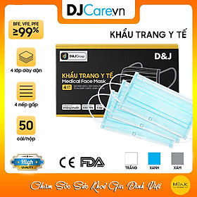 Khẩu Trang Y Tế 4 Lớp Kháng Khuẩn D&J/Tiêu Chuẩn Quốc Tế/Hộp 50 Cái Màu Đen