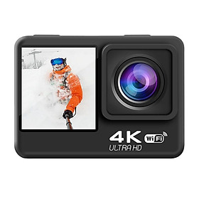 Retail 4K 60FPS Wifi Action Camera Anti-Shake DV Camera Dual Screen 170° Wide Angle 30M Waterproof Sport Camera Color: Black