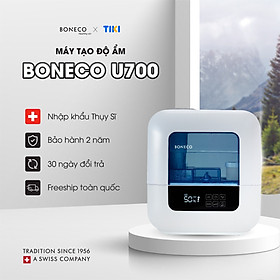 Máy Phun Sương Tạo Ẩm BONECO U700 Sương Nano, Làm Mát, Tạo Độ Ẩm Phòng Điều Hoà, Khuếch Tán Xông Tinh Dầu Thơm, Bộ Lọc Nước Kháng Khuẩn (80m2) - Hàng Chính Hãng