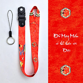 Mua Dây đeo treo điện thoại phong cách cổ trang Strap vải mịn cao cấp - Đỏ May Mắn