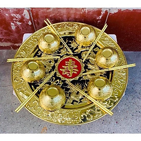 Mua Com bo bộ mâm bát đồng thau nguyên chất.