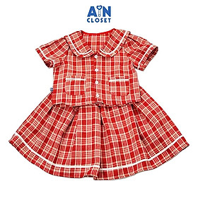 Set vest phối chân váy bé gái họa tiết Caro Đỏ Tuytsi - AICDBGY5GDAX - AIN Closet