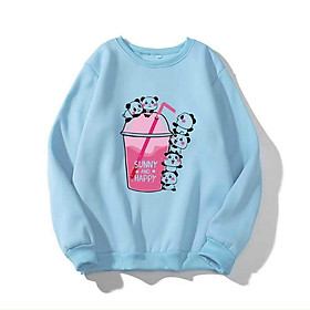 Áo Sweater họa tiết trà sữa và gấu trúc thời trang