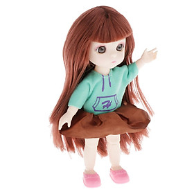 16cm/6.3 inch 13 Ball Jointed Doll DIY Toys with Full Set Dress Clothes Shoes Wig Makeup, Gift for Girls Kids