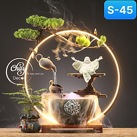 Mua Thác Nước Phong Thủy Kèm Đèn Led Di Lặc Bình Trà Trang Trí Phòng Khách Phòng Làm Việc Cao Cấp