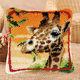 Animal / Flower Latch Hook Rug Kits with Pattern Printed Pillow Case Making Package for Kids Beginners
