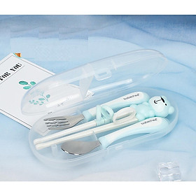 Mua  Có Video  Bộ Thìa Dĩa Đũa Tập Ăn Dặm Cho Bé - Xanh