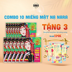 COMBO 10 miếng mặt nạ lụa Nara TẶNG 3 bông tẩy trang 160 miếng