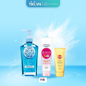 Combo Kem Chống Nắng Suncut, Sữa Rửa Mặt Và Nước Tẩy Trang Softymo Kose Nhật Bản