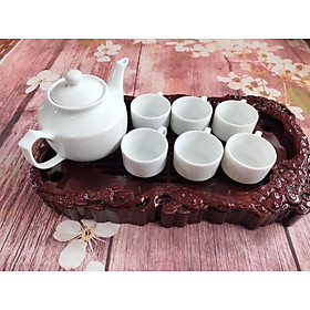 Bộ ấm chén uống trà Bát Tràng dáng vuông dung tích 500ml không bao gồm khay