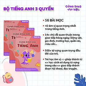 (BỘ 3 QUYỂN) Sách bổ trợ Dino Đi Học - Cùng Dino học Tiếng Anh Tập 1, 2, 3 cho trẻ từ 3-6 tuổi